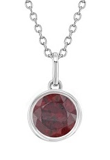 delightful silver round red cubic zirconia birthstone necklace for teens